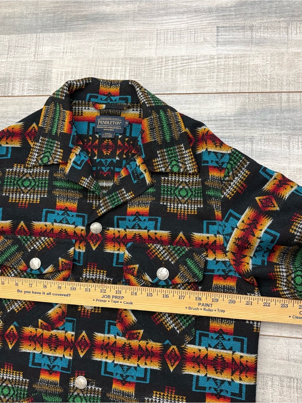 Pendleton Wool Shirt Jacket Chief Joseph Mens M Buffalo Nickel Buttons Aztec - Picture 10 of 16
